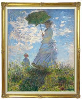 手書き油絵 クロード・モネ 日傘をさす人 額付 絵画 インテリア 油彩画 楽天市場】手描き 油絵 複製画クロード・モネ「日傘をさす女（妻