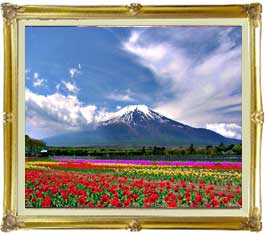 【油絵 直筆仕上げ】早春、富士山 F20サイズ 883×754mm 額入りインテリア 油彩 風景画 オリジナルインテリア絵画 風水画 アート絵画 20号 複製画 送料無料 プレゼント 開店祝い 開業祝い 新築祝い リビング 玄関 モダン 壁掛け 887×766mm 油絵仕上|絵画販売アートレスト