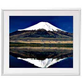 【油絵 直筆仕上げ】富士山(3) アートフレーム:色シルバー サイズ 額入りL 641×531mm 【布キャンバス・額表面保護板】 油彩 風景画 オリジナルインテリア絵画 風水画|絵画販売アートレスト