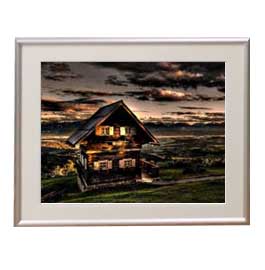 【油絵 直筆仕上げ】サンブレット丘から アートフレーム：色シルバー サイズ 額入りM 511&times;418mm 【布キャンバス・額表面保護板】 油彩 風景画 オリジナルインテリア絵画 風水画｜絵画販売アートレスト