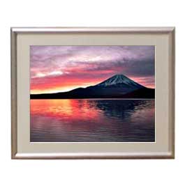 【油絵 直筆仕上げ】富士山 （２） アートフレーム：色シルバー サイズ 額入りS 310×260mm 【布キャンバス・額表面保護板】 油彩 風景画 オリジナルインテリア絵画 風水画 12,848円
