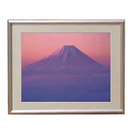【油絵 直筆仕上げ】富士山-彩- アートフレーム：色シルバー サイズ 額入りS 310×260mm 【布キャンバス・額表面保護板】 油彩 風景画 オリジナルインテリア絵画 風水画