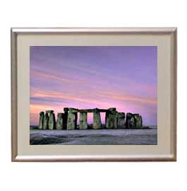 【油絵 直筆仕上げ】Stone henge アートフレーム：色シルバー サイズ 額入りS 310×260mm 【布キャンバス・額表面保護板】 油彩 風景画 オリジナルインテリア絵画 風水画