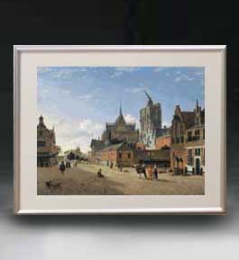 【油絵 直筆仕上げ】ヤン・ファン・デル・ハイデン A View in Cologne アートフレーム サイズ 額入りM 【油彩 布キャンバス 国内生産】 絵画 販売 風景画 511&times;418mm 複製画 送料無料｜絵画販売アートレスト