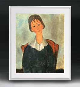 【油絵 直筆仕上げ】モディリアーニ 少女の肖像 アートフレーム サイズ 額入りL 【油彩 布キャンバス 国内生産】 絵画 販売 人物画 641&times;531mm 複製画 送料無料 プレゼント ギフト 開店祝い 開業祝い 退職祝い 新築祝い リビング 玄関 モダン アートフレーム 壁掛け｜絵画販売アートレスト 30,875円