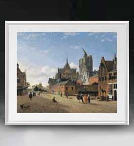 【油絵 直筆仕上げ】ヤン・ファン・デル・ハイデン A View in Cologne アートフレーム サイズ 額入りL 【油彩 布キャンバス 国内生産】 絵画 販売 風景画 641×531mm 複製画 送料無料|絵画販売アートレスト