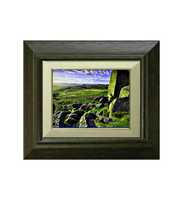 【油絵 直筆仕上げ】草原の石塊 Ｆ０サイズ 額入り 【額入り】 絵画 販売 油彩 風景画 330×290mm 額縁： ブラウン 複製画 送料無料 プレゼント ギフト 開店祝い 開業祝い 退職祝い 新築祝い リビング 玄関 モダン アートフレーム 壁掛け