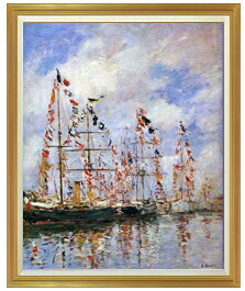 【油絵 直筆仕上げ】Sailing Ships at Deauville Eugene Boudin F50 【油彩 キャンバス 国内生産 表面インテリア】絵画 販売 50号 大きな絵画サイズ 額入り 風景画 1303×1047mm 複製画 送料無料|絵画販売アートレスト