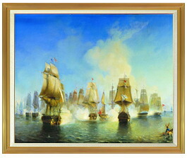 【油絵 直筆仕上げ】The Battle of Athos Alexey Bogolyubov F50 【油彩 キャンバス 国内生産 表面インテリア】絵画 販売 50号 大きな絵画サイズ 額入り 風景画 1303×1047mm 複製画 送料無料|絵画販売アートレスト