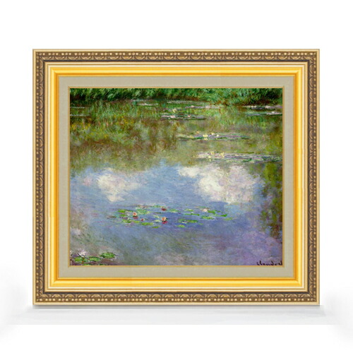 ★特大★ 手描き油絵 クロード・モネ 睡蓮 額付 絵画 インテリア 油彩画 ☆秀作☆手書き油絵 クロード・モネ 睡蓮の池 額付 絵画 インテリア 油彩画