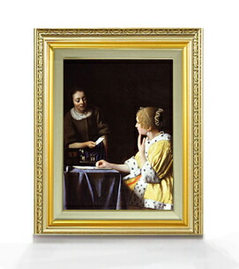 フェルメール 婦人と召使 F4 油絵 直筆仕上げ 複製画 額縁付 絵画 販売 4号 油彩 人物画 477 390mm 送料無料 Tajikhome Com フェルメール 婦人と召使 F4 油絵 直筆仕上げ 複製画 額縁付 絵画 販売 4号 油彩 人物画 477 390mm 送料無料 Tajikhome Com