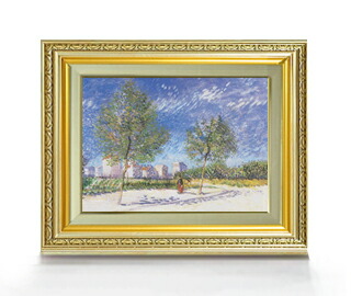 ゴッホ パリ郊外にて F4 油絵 直筆仕上げ 複製画 額縁付 絵画 販売 4号 油彩 風景画 477 390mm 送料無料 Cdm Co Mz