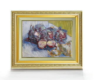 ゴッホ 赤キャベツと玉ねぎのある静物 F4 油絵 直筆仕上げ 複製画 額縁付 絵画 販売 4号 油彩 静物画 477 390mm 送料無料 Factor100 Co Il