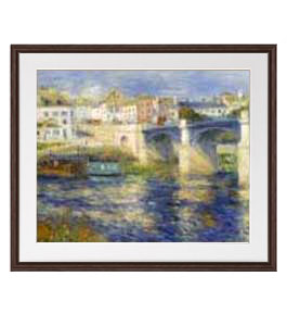 【油絵 直筆仕上げ】ルノワール Le Pont de Chatou アートフレーム サイズ 額入りＬ：ブラウン 【油彩 布キャンバス 国内生産】 絵画 販売 風景画 651&times;541mm 複製画 送料無料 (ルノアール)｜絵画販売アートレスト