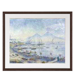【油絵 直筆仕上げ】ルノワール The Bay of Naples アートフレーム サイズ 額入りＬ：ブラウン 【油彩 布キャンバス 国内生産】 絵画 販売 風景画 651&times;541mm 複製画 送料無料 (ルノアール)｜絵画販売アートレスト 30,875円
