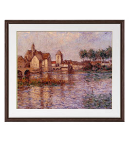 【油絵 直筆仕上げ】シスレー Moret-sur-Loing アートフレーム サイズ 額入りＬ：ブラウン 【油彩 布キャンバス 国内生産】 絵画 販売 風景画 651&times;541mm 複製画 送料無料｜絵画販売アートレスト