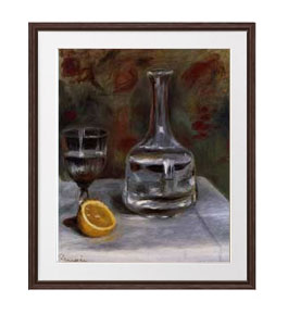 【油絵 直筆仕上げ】ルノワール Still Life with Carafe アートフレーム サイズ 額入りＬ：ブラウン 【油彩 布キャンバス 国内生産】 絵画 販売 静物画 651&times;541mm 複製画 送料無料 (ルノアール)｜絵画販売アートレスト
