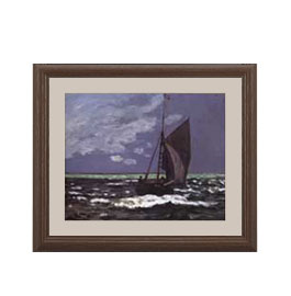 油絵 絵画 直筆仕様げ クロード・モネ 嵐の海 アートフレーム サイズ 額入りS:ブラウン 【油彩 布キャンバス 国内生産】 絵画 販売 風景画 321×271mm 複製画 送料無料 プレゼント ギフト 開店祝い 開業祝い 退職祝い 新築祝い リビング 玄関 モダン アートフレーム 壁掛け|絵画販売アートレスト