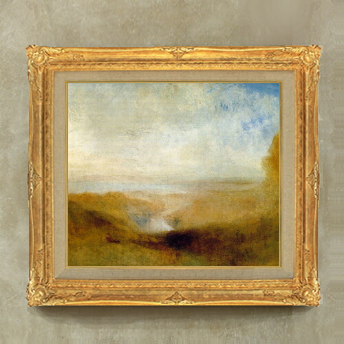 【油絵 直筆仕上げ】ターナー 遠くの川と入り江の風景 F10 【アップグレード額縁】 絵画 販売 10号 油彩 風景画 664&times;589mm 複製画 送料無料 プレゼント ギフト 開店祝い 開業祝い 退職祝い 新築祝い リビング アートフレーム 壁掛け｜絵画販売アートレスト