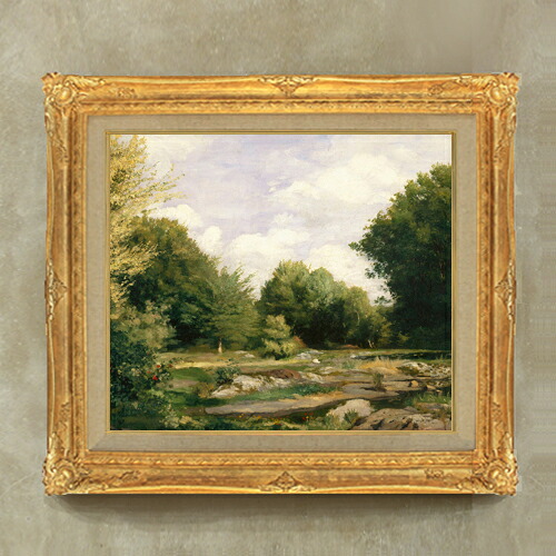 【油絵 直筆仕上げ】ルノワール A Clearing in the Woods F10 【額入り】 絵画 販売 10号 油彩 風景画 671×597mm 複製画 送料無料 プレゼント ギフト 開店祝い 開業祝い 退職祝い 新築祝い リビング 玄関 モダン アートフレーム 壁掛け