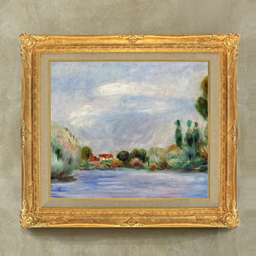 【油絵 直筆仕上げ】ルノワール House on the River F10 【額入り】 絵画 販売 10号 油彩 風景画 671×597mm 複製画 送料無料 プレゼント ギフト 開店祝い 開業祝い 退職祝い 新築祝い リビング 玄関 モダン アートフレーム 壁掛け