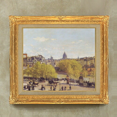 【油絵 直筆仕上げ】クロード・モネ ルーヴル河岸 F10 【額入り】 絵画 販売 10号 油彩 風景画 671×597mm 複製画 送料無料 プレゼント ギフト 開店祝い 開業祝い 退職祝い 新築祝い リビング 玄関 モダン アートフレーム 壁掛け