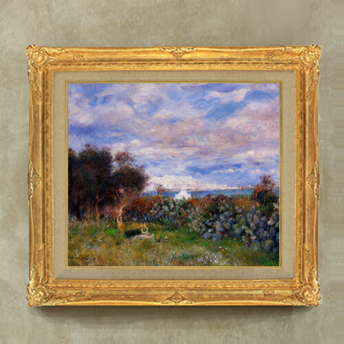 【油絵 直筆仕上げ】ルノワール アルジェの海 F10 【額入り】 絵画 販売 10号 油彩 風景画 671×597mm 複製画 送料無料 プレゼント ギフト 開店祝い 開業祝い 退職祝い 新築祝い リビング 玄関 モダン アートフレーム 壁掛け