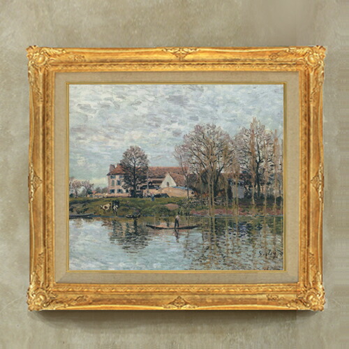 【油絵 直筆仕上げ】シスレー ポールマルリの風景 F10 【額入り】 絵画 販売 10号 油彩 風景画 671×597mm 複製画 送料無料 プレゼント ギフト 開店祝い 開業祝い 退職祝い 新築祝い リビング 玄関 モダン アートフレーム 壁掛け