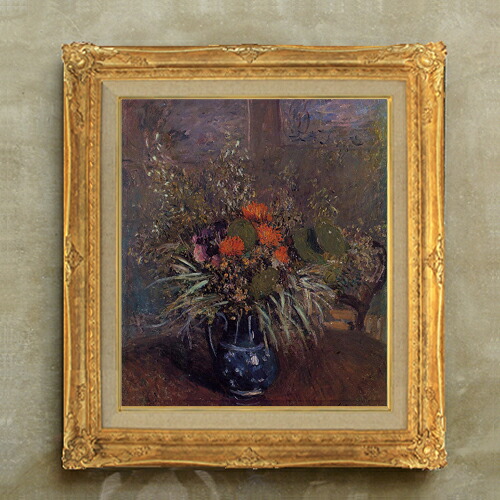 【油絵 直筆仕上げ】シスレー 花と花瓶 F10 【額入り】 絵画 販売 10号 油彩 静物画 671×597mm 複製画 送料無料 プレゼント ギフト 開店祝い 開業祝い 退職祝い 新築祝い リビング 玄関 モダン アートフレーム 壁掛け 30,875円