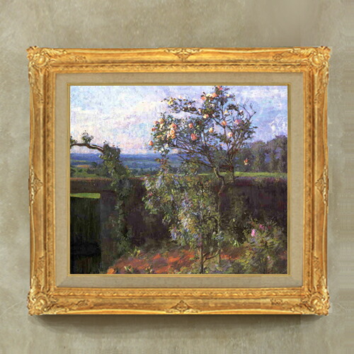 【油絵 直筆仕上げ】カイユボット イエール近郊の風景 F10 【額入り】 絵画 販売 10号 油彩 風景画 671×597mm 複製画 送料無料 プレゼント ギフト 開店祝い 開業祝い 退職祝い 新築祝い リビング 玄関 モダン アートフレーム 壁掛け