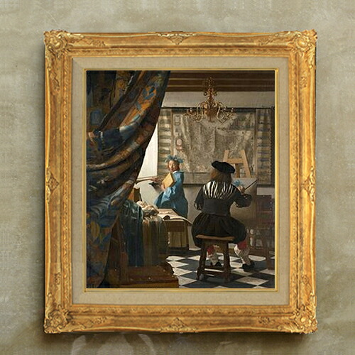 【油絵 直筆仕上げ】フェルメール 絵画芸術 F10 【額入り】 絵画 販売 10号 油彩 人物画 671×597mm 複製画 送料無料 プレゼント ギフト 開店祝い 開業祝い 退職祝い 新築祝い リビング 玄関 モダン アートフレーム 壁掛け