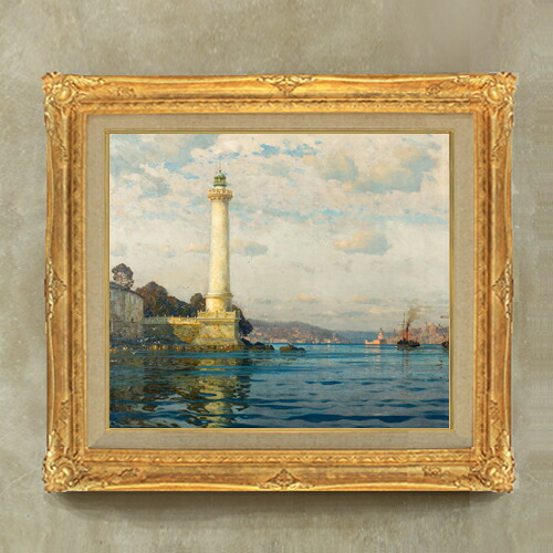 【油絵 直筆仕上げ】ディーマー The Ahrkap Lighthouse F10 【額入り】 絵画 販売 10号 油彩 風景画 671×597mm 複製画 送料無料 プレゼント ギフト 開店祝い 開業祝い 退職祝い 新築祝い リビング 玄関 モダン アートフレーム 壁掛け