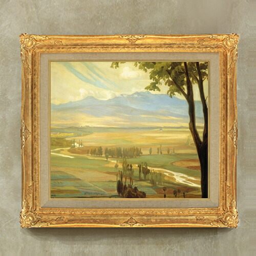 【油絵 直筆仕上げ】ディエゴ・リベラ Avila Morning F10 【アップグレード額縁】 絵画 販売 10号 油彩 風景画 664&times;589mm 複製画 送料無料 プレゼント ギフト 開店祝い 開業祝い 退職祝い 新築祝い リビング アートフレーム 壁掛け｜絵画販売アートレスト