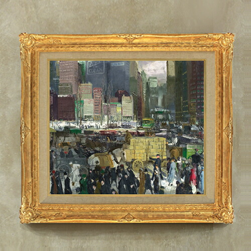 【油絵 直筆仕上げ】ジョージ・ベローズ New York F10 【アップグレード額縁】 絵画 販売 10号 油彩 抽象画 664&times;589mm 複製画 送料無料 プレゼント ギフト 開店祝い 開業祝い 退職祝い 新築祝い リビング アートフレーム 壁掛け｜絵画販売アートレスト