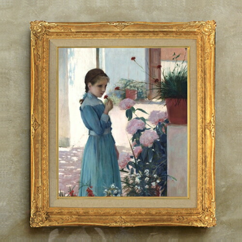 【油絵 直筆仕上げ】ルシニョール The girl with carnation F10 【額入り】 絵画 販売 10号 油彩 人物画 671×597mm 複製画 送料無料 プレゼント ギフト 開店祝い 開業祝い 退職祝い 新築祝い リビング 玄関 モダン アートフレーム 壁掛け