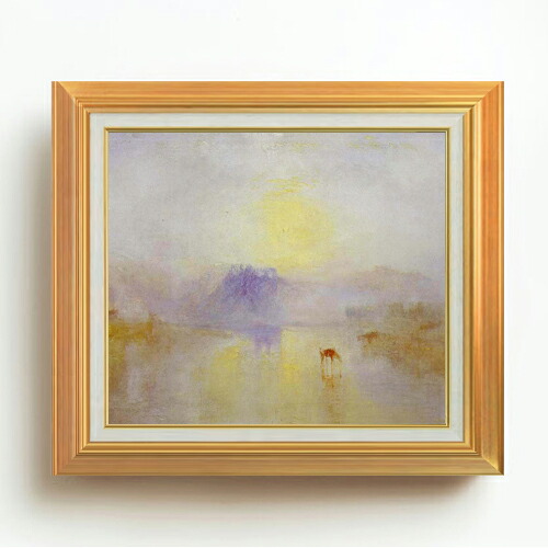 【油絵 直筆仕上げ】ターナー ノラム城、 日の出 F10 【アップグレード額】 絵画 販売 10号 油彩 風景画 677×603mm 複製画 送料無料 プレゼント ギフト 開店祝い 開業祝い 退職祝い 新築祝い リビング 玄関 モダン アートフレーム 壁掛け