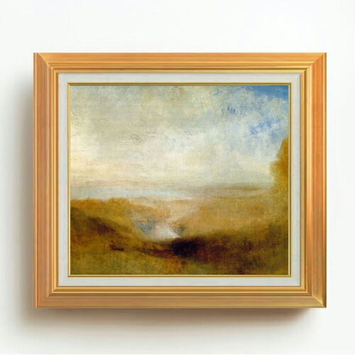【油絵 直筆仕上げ】ターナー 遠くの川と入り江の風景 F10 【アップグレード額】 絵画 販売 10号 油彩 風景画 677×603mm 複製画 送料無料 プレゼント ギフト 開店祝い 開業祝い 退職祝い 新築祝い リビング 玄関 モダン アートフレーム 壁掛け