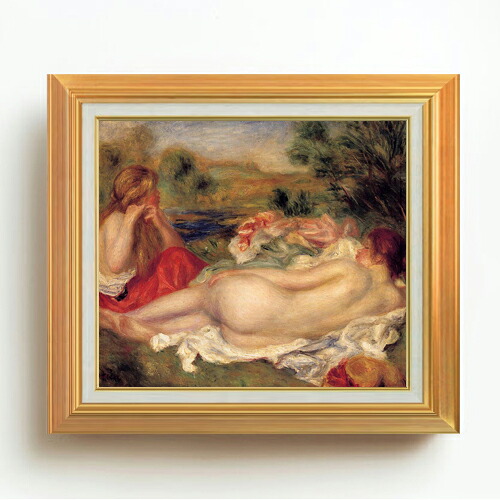 【油絵 直筆仕上げ】ルノワール 二人の浴女 F10 【アップグレード額】 絵画 販売 10号 油彩 人物画 677×603mm 複製画 送料無料 プレゼント ギフト 開店祝い 開業祝い 退職祝い 新築祝い リビング 玄関 モダン アートフレーム 壁掛け
