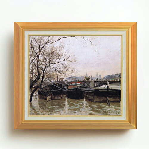 【油絵 直筆仕上げ】フリット・タヴロー Flooding by the Seine F10 【アップグレード額】 絵画 販売 10号 油彩 風景画 677×603mm 複製画 送料無料 プレゼント ギフト 開店祝い 開業祝い 退職祝い 新築祝い リビング 玄関 モダン アートフレーム 壁掛け