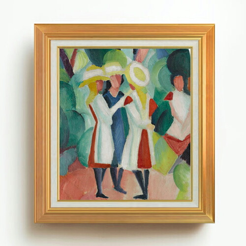 【油絵 直筆仕上げ】アウグスト・マッケ Couple on the Forest Track F10 【アップグレード額】 絵画 販売 10号 油彩 抽象画 677&times;603mm 複製画 送料無料 プレゼント ギフト 開店祝い 開業祝い 退職祝い 新築祝い リビング 玄関 モダン アートフレーム 壁掛け｜絵画販売アートレスト