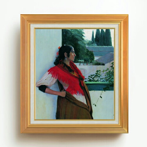 【油絵 直筆仕上げ】ルシニョール Granada's girl F10 【アップグレード額】 絵画 販売 10号 油彩 人物画 677×603mm 複製画 送料無料 プレゼント ギフト 開店祝い 開業祝い 退職祝い 新築祝い リビング 玄関 モダン アートフレーム 壁掛け