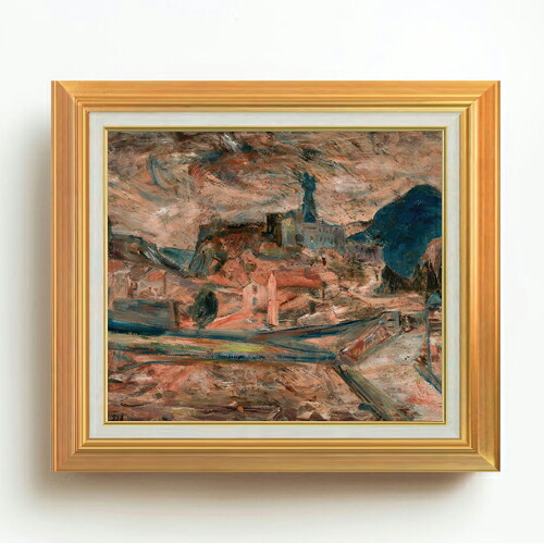 【油絵 直筆仕上げ】コフスキ 山間の小さな町の眺め F10 【アップグレード額】 絵画 販売 10号 油彩 抽象画 677×603mm 複製画 送料無料 プレゼント ギフト 開店祝い 開業祝い 退職祝い 新築祝い リビング 玄関 モダン アートフレーム 壁掛け