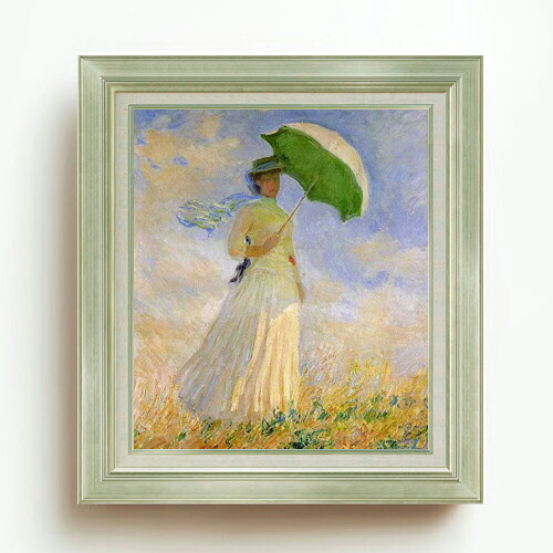 【油絵 直筆仕上げ】クロード・モネ 日傘を差す女 F10 【アップグレード額】 絵画 販売 10号 油彩 人物画 677&times;603mm 複製画 送料無料 プレゼント ギフト 開店祝い 開業祝い 退職祝い 新築祝い リビング 玄関 モダン アートフレーム 壁掛け｜絵画販売アートレスト