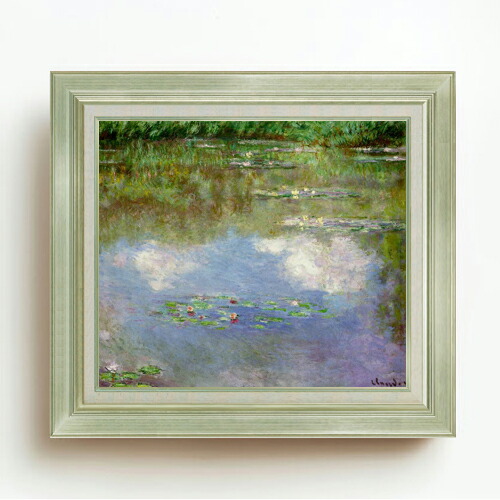 【油絵 直筆仕上げ】クロード・モネ 睡蓮(1) F10 【アップグレード額】 絵画 販売 10号 油彩 風景画 677×603mm 複製画 送料無料 プレゼント ギフト 開店祝い 開業祝い 退職祝い 新築祝い リビング 玄関 モダン アートフレーム 壁掛け|絵画販売アートレスト