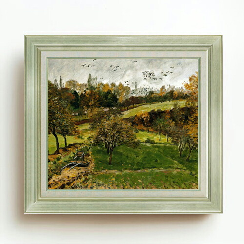 【油絵 直筆仕上げ】シスレー ルーヴシエンヌ、秋の風景 F10 【アップグレード額】 絵画 販売 10号 油彩 風景画 677×603mm 複製画 送料無料 プレゼント ギフト 開店祝い 開業祝い 退職祝い 新築祝い リビング 玄関 モダン アートフレーム 壁掛け|絵画販売アートレスト