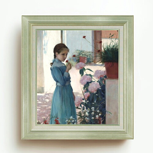【油絵 直筆仕上げ】ルシニョール The girl with carnation F10 【アップグレード額】 絵画 販売 10号 油彩 人物画 677&times;603mm 複製画 送料無料 プレゼント ギフト 開店祝い 開業祝い 退職祝い 新築祝い リビング 玄関 モダン アートフレーム 壁掛け｜絵画販売アートレスト 33,670円