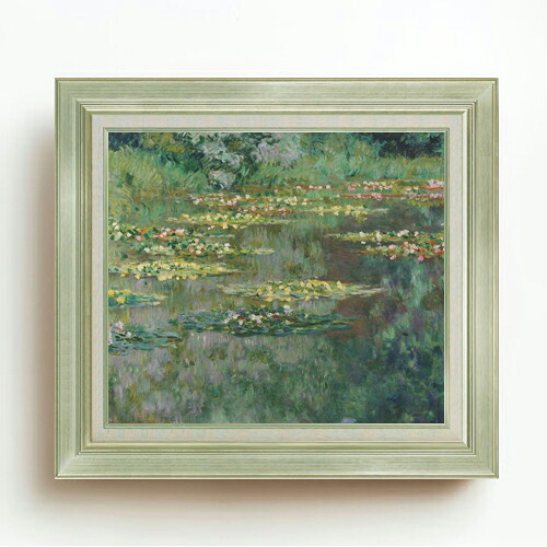 【油絵 直筆仕上げ】モネ 睡蓮 (デンバー美術館所蔵) F10 【アップグレード額】 絵画 販売 10号 油彩 風景画 677&times;603mm 複製画 送料無料 プレゼント ギフト 開店祝い 開業祝い 退職祝い 新築祝い リビング 玄関 モダン アートフレーム 壁掛け｜絵画販売アートレスト