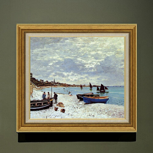 【油絵 直筆仕上げ】クロード・モネ The Beach at Sainte -Adresse F10 【アップグレード額】 絵画 販売 10号 油彩 風景画 681×607mm 複製画 送料無料 プレゼント ギフト 開店祝い 開業祝い 退職祝い 新築祝い リビング 玄関 モダン アートフレーム 壁掛け 33,670円