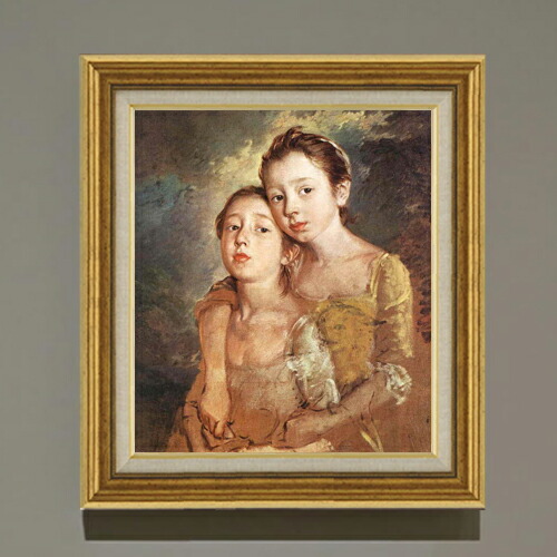 【油絵 直筆仕上げ】トマス・ゲインズバラ 画家の娘とネコ F10 【アップグレード額】 絵画 販売 10号 油彩 人物画 681&times;607mm 複製画 送料無料 プレゼント ギフト 開店祝い 開業祝い 退職祝い 新築祝い リビング 玄関 モダン アートフレーム 壁掛け｜絵画販売アートレスト