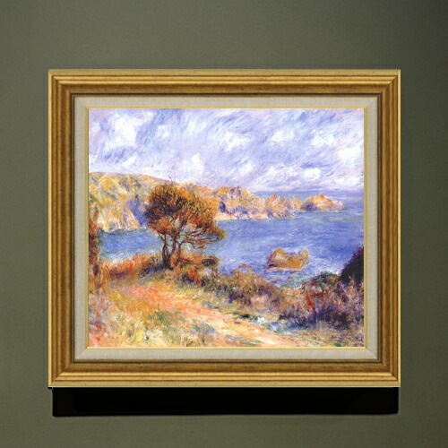 【油絵 直筆仕上げ】ルノワール ガーンジーの風景 F10 【アップグレード額】 絵画 販売 10号 油彩 風景画 681×607mm 複製画 送料無料 プレゼント ギフト 開店祝い 開業祝い 退職祝い 新築祝い リビング 玄関 モダン アートフレーム 壁掛け 33,670円
